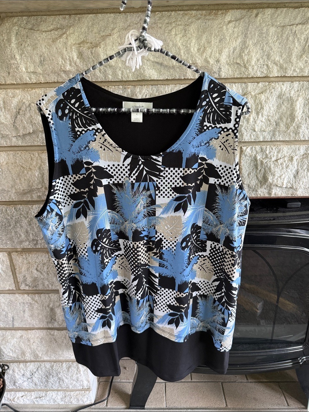 CJ Banks Sleeveless Tropical Print Blouse Sz X